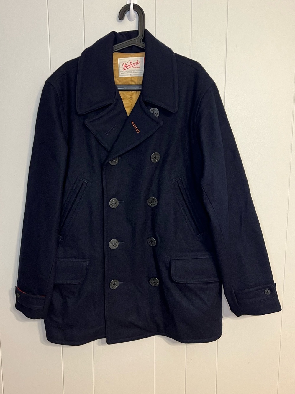 Woolrich Dock Worker Peacoat In Navy Blue Size L